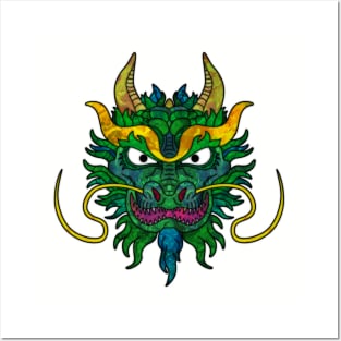 Stained Glass Dragon Head Posters and Art